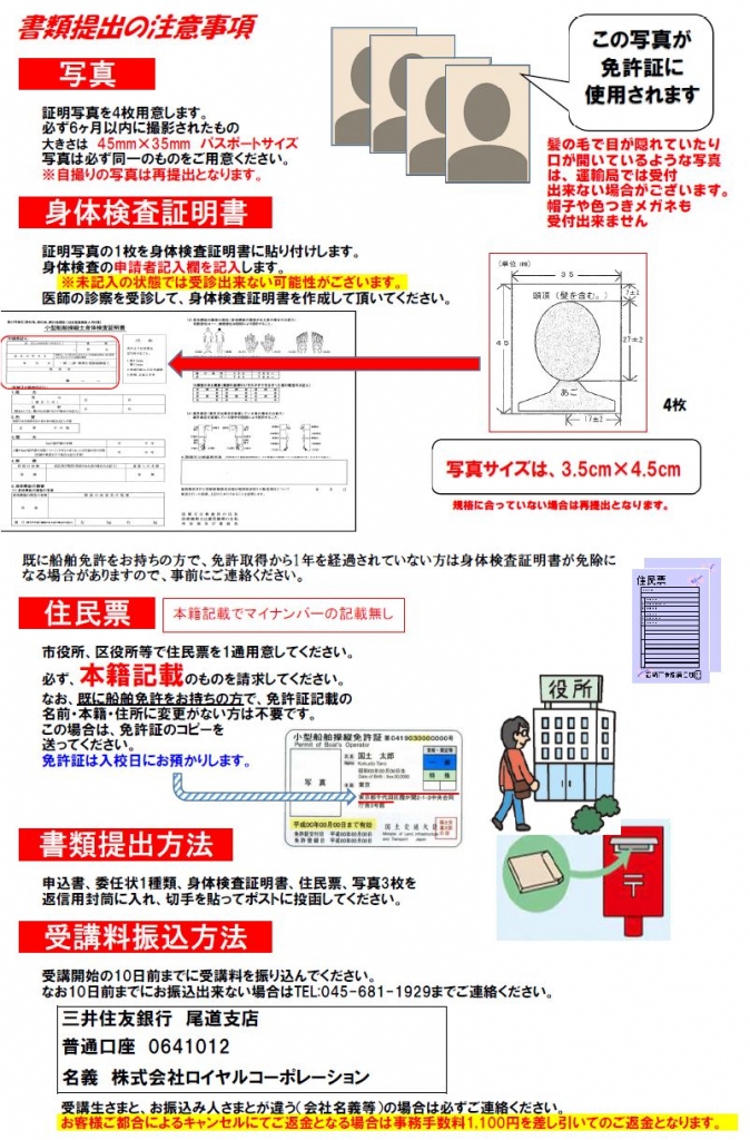 船舶免許申込　船舶免許必要書類