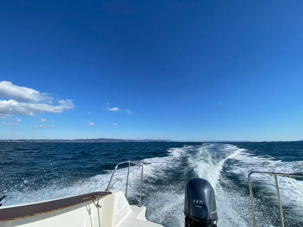 船から見える後方の景色